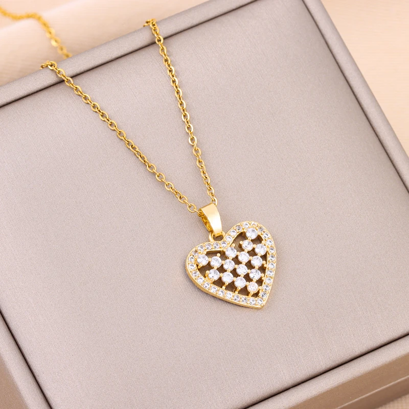 

Женская цепочка с подвеской в виде сердца, из нержавеющей стали