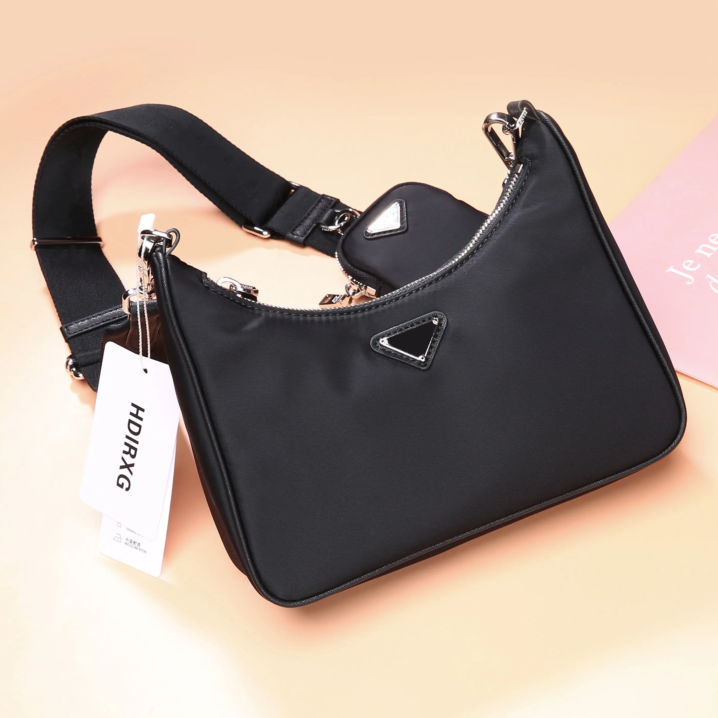 

Stylish women Classic vintage Nylon 3 in 1 chain bag oblique span bag single shoulder tote bag Street hipster