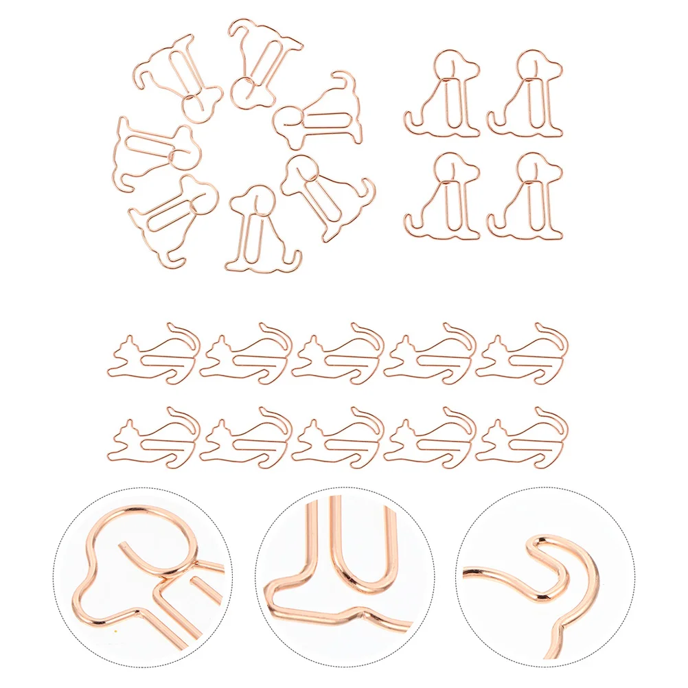 

1 Set Metal Paperclips Cat Shaped Paperclips Love Puppy Paperclips Portable Paperclips
