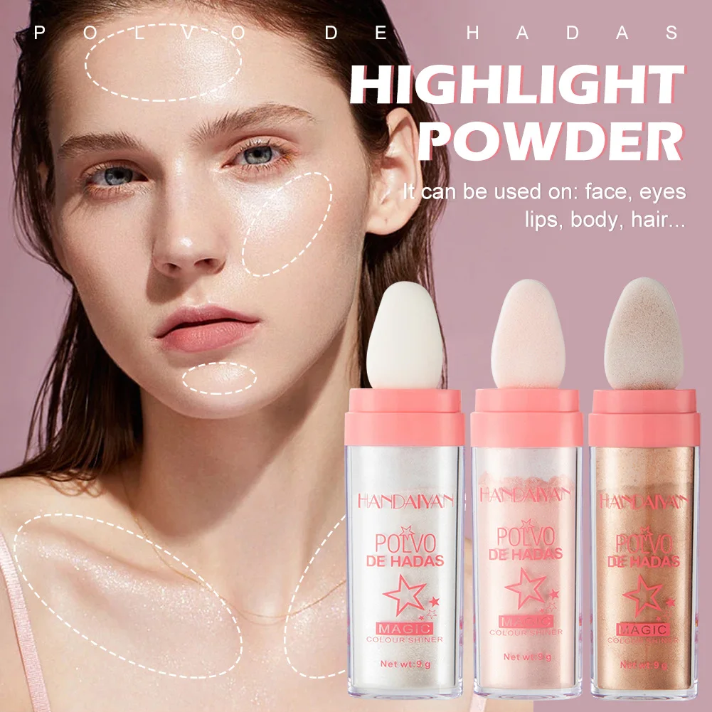 

Body Highlight Patting Powder Facial High Light Blusher Sparkly Shimmer Natural High Gloss Powder For Face Body Hair Cosmetics