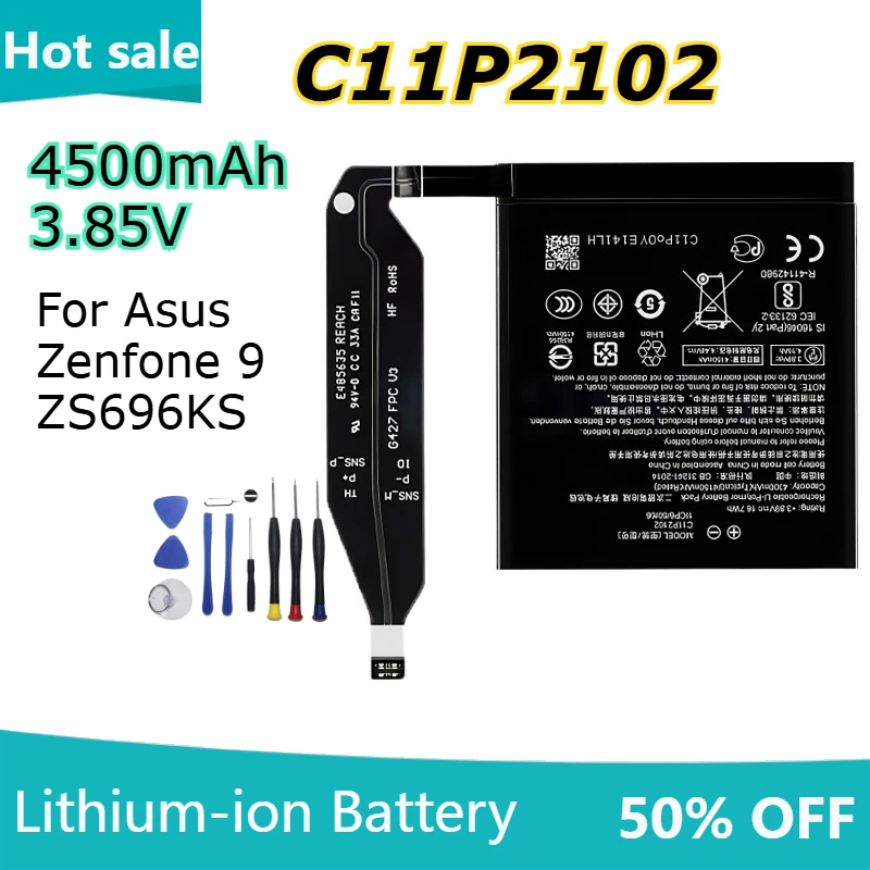 Фото C11P2102 4500 мАч 3,85 В аккумуляторы для мобильных телефонов Asus Zenfone 9 ZS696KS литиевая батарея большой емкости №1