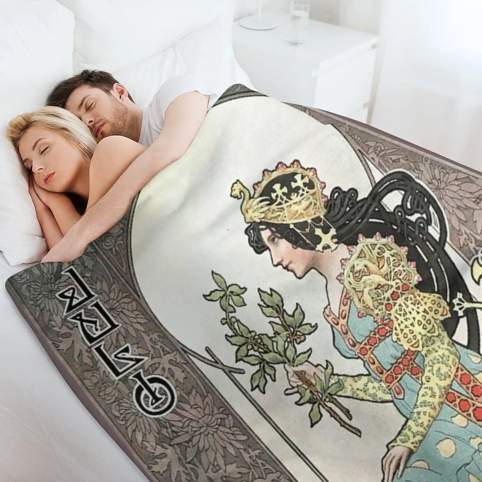 HD. Июль - Календарь Gaspar Camps (1902) ВЫСОКОЕ РАЗДЕЛИЯ Плед Диван Одеяло Фланелевые