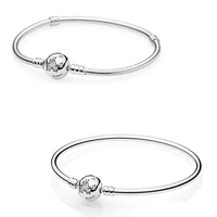 original moments castle clasp with crystal snake chain bracelet bangle fit women 925 sterling silver bead charm pandora jewelry