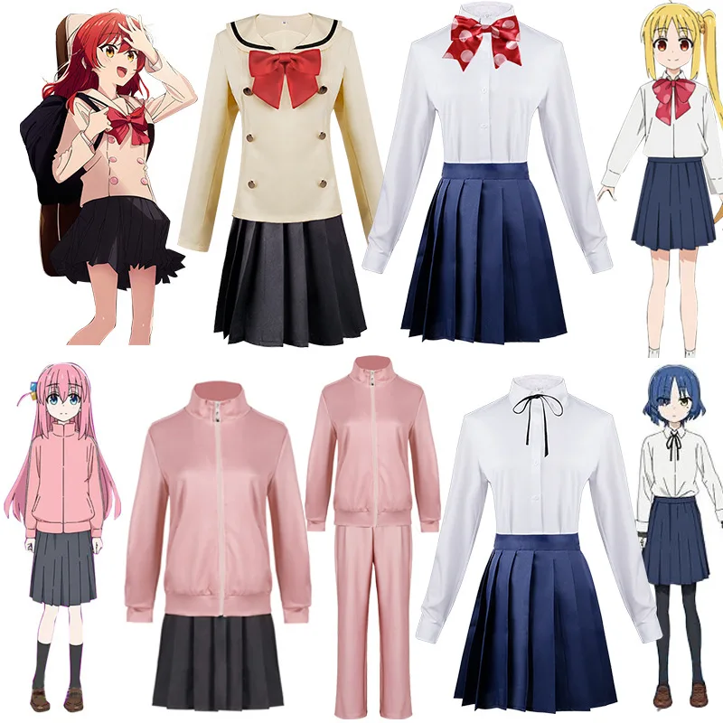 

Anime BOCCHI THE ROCK Gotoh Hitori Yamada Ryo Kita Ikuyo Ijichi Nijika Cosplay Costume Halloween Women Girls Student Uniform Wig