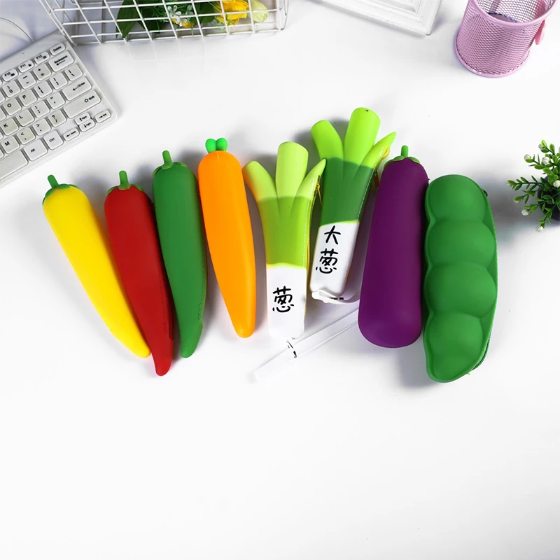 

Fruit And Vegetable Silicone Pencil Case Cute Pencil Bag Student Pen Case