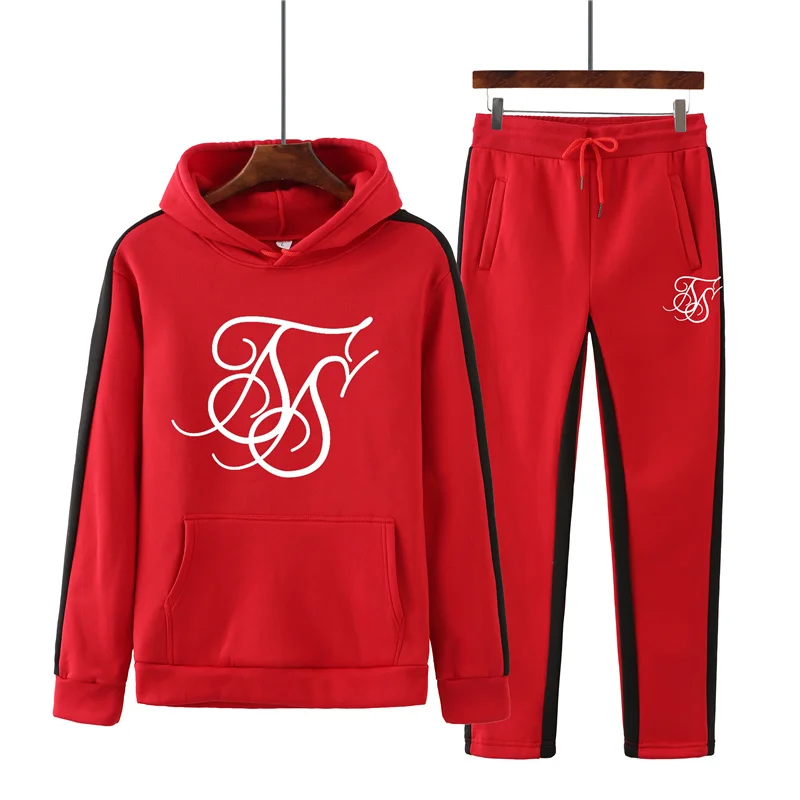 

Мужской спортивный костюм SikSilk, Повседневная Толстовка с капюшоном и штаны на осень и зиму, спортивная одежда с логотипом на заказ, 2022
