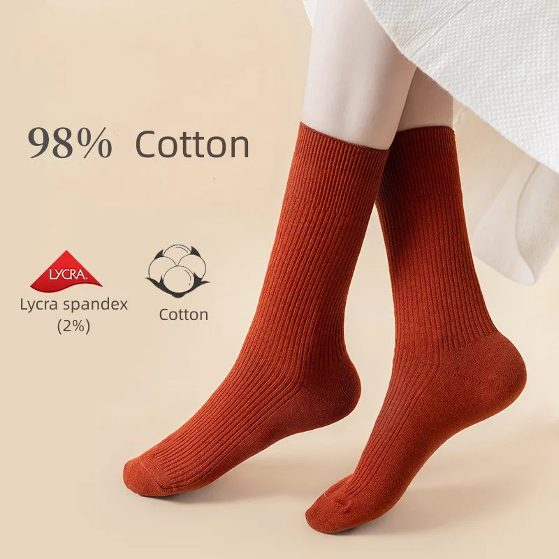 

1 Pairs Thermal Socks For Woman Autumn Winter Warm Combed Cotton Socks Solid Colors Casual White Deodorant Ankle Funny Socks