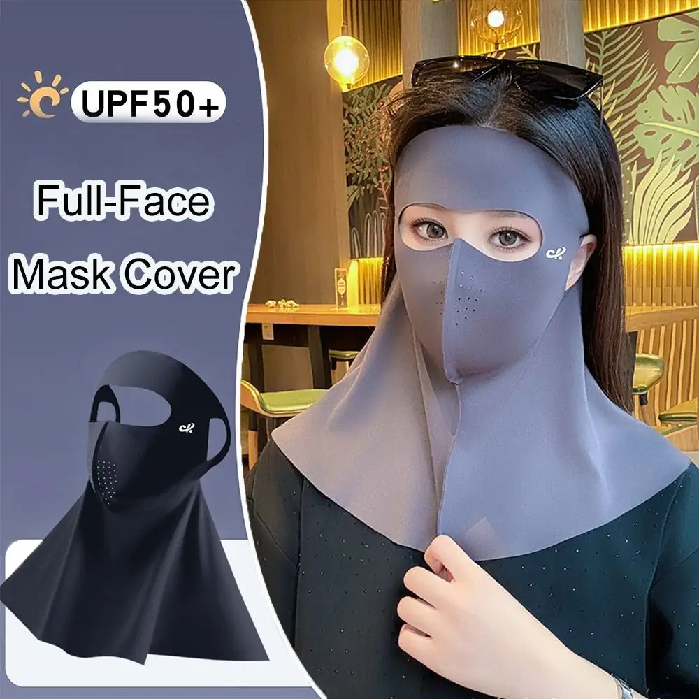 Fashion Summer Full-Face Mask Cover Sun Protection Outdoor Ice Silk Face Veil UPF 50+ Cycling Neck Wrap for Male Female