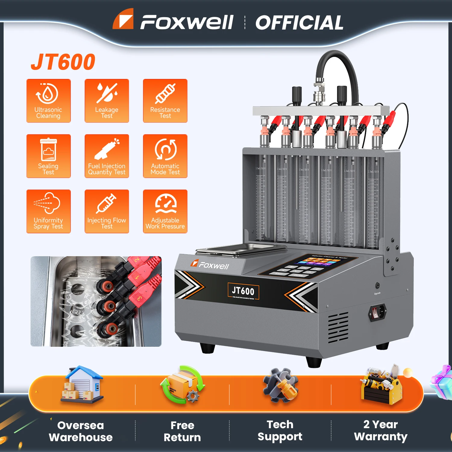 

Ультразвуковой очиститель форсунок FOXWELL JT600 для систем GDI, EFI, FSI, 12В/70В/180В, для 6-цилиндровых двигателей