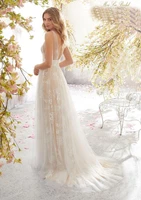 2021 new wedding women party elegant floor length spaghetti strap dresses sexy slim v neck sleeveless lace wedding white dress