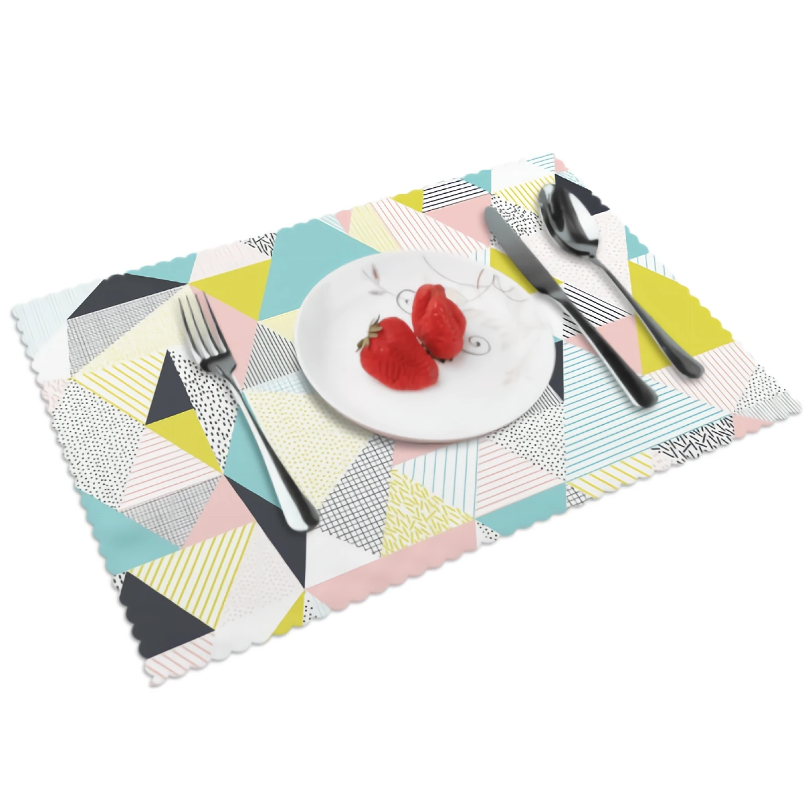 

Geometric Placemats Modern Art Abstract Placemat Set of 4 Heat-Resisting Non Slip Table Mats Polyeste Place Mats for Party