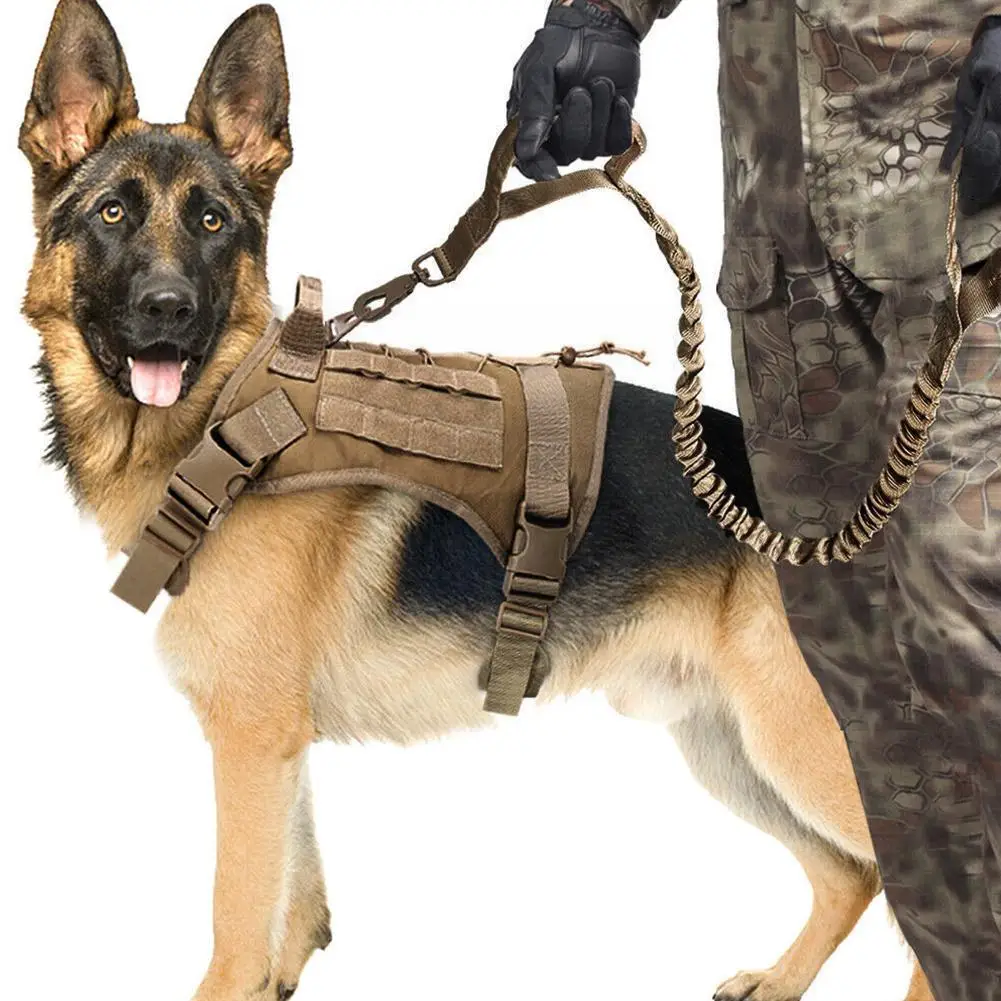

Tactical Service Dog Vest Training Hunting Nylon Water-resistant Adjustable Military Dog Train Harness Handle Dog Hunting P P1b0