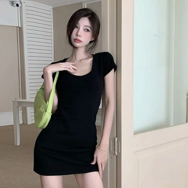 Мини-платье с коротким рукавом облегающее платье Новинка лета обтягивающее