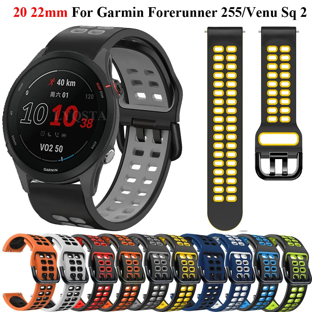 

Силиконовый ремешок для наручных часов 20 22 мм, ремешок для смарт-браслета Garmin CAME 2 Plus/sq 2 для Vivoactive 3 4 Forerunner 255 55 158, ремешок для браслета