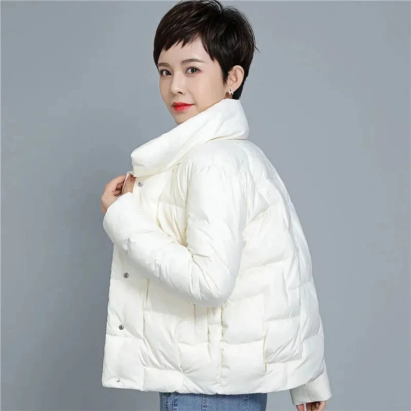 Down Cotton Jacket Women Clothing Short Fashion Lightweight Winter Padded Coat Female 2022 New Large Size Single Breasted Parkas