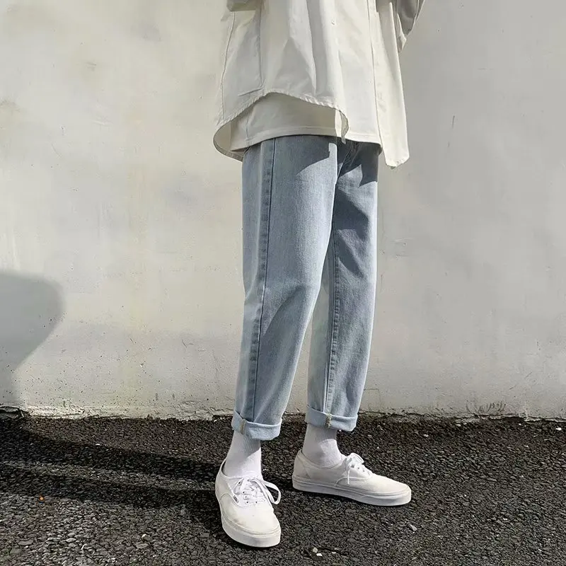 New Loose Men Jeans Male Trousers Simple Design High Quality Cozy All-match Students Daily Casual Straight Denim Pants