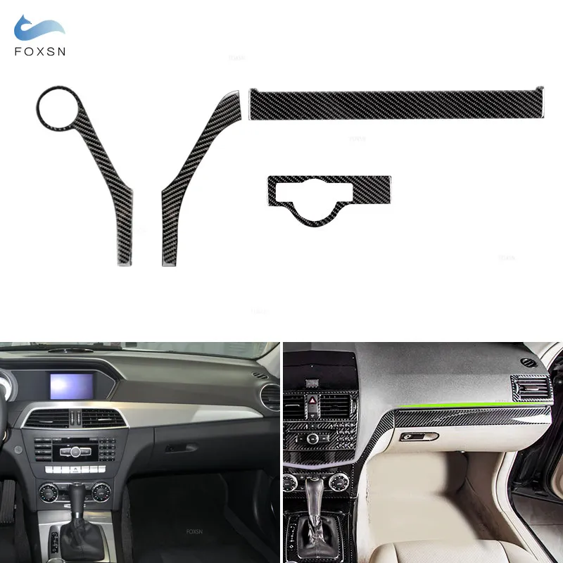Фото Для Mercedes Benz C Class W204 Центральная панель управления из углеродного волокна/переключатель фар/накладка на приборную панель пассажира №2