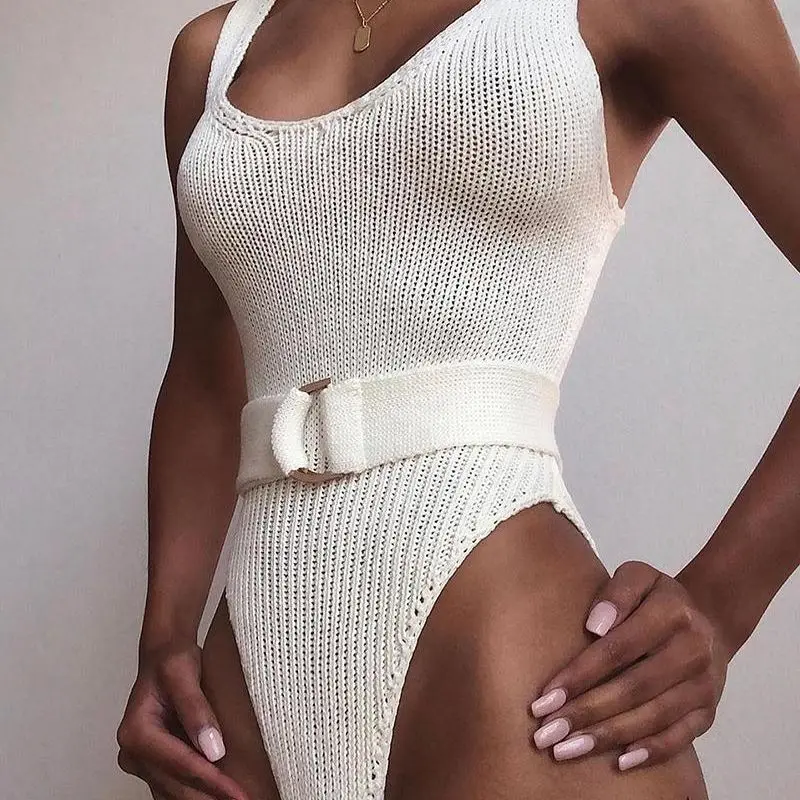 

Пикантный Вязаный комбинезон на спине, шикарный модный летний Повседневный облегающий пояс без рукавов для женщин