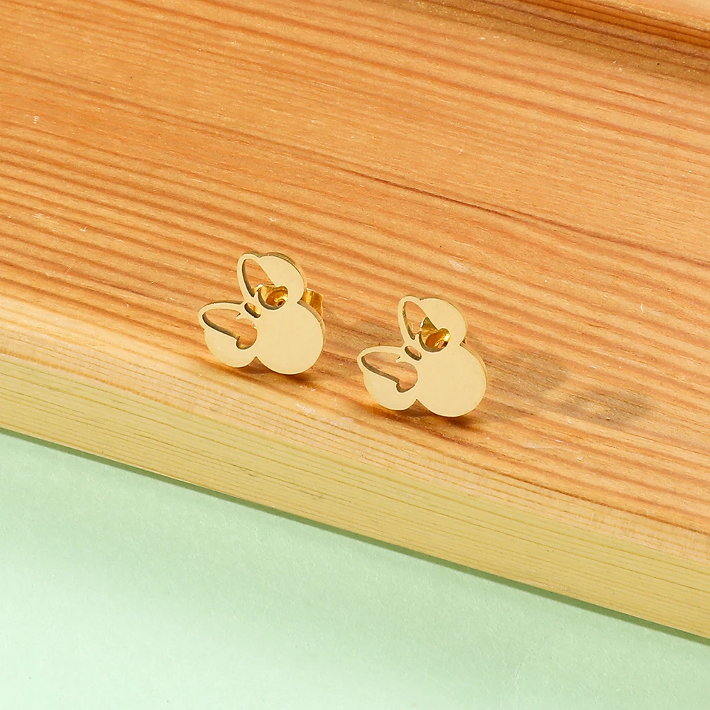 Женские серьги из нержавеющей стали с Микки Маусом милый мультяшный бант