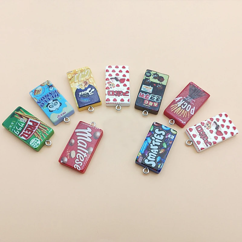 

10Pcs Imitation Chocolate Snack Bag Resin Pendants Charms for Jewelry Making DIY Earrings Necklace Keychain Findings Supplies