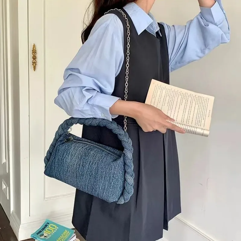 2024 модная плетеная ручная сумка с узлом женская сумка-мессенджер цепочкой