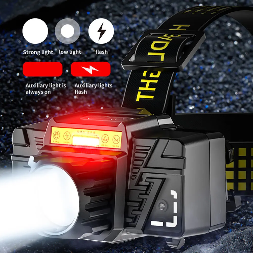 

Telescopic Zoom Induction XHP50 LED Headlamp 600lm Waterproof Head Torch Headlight Rechargeable Flashlight for Camping Fishing