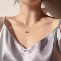 silver color cube cubic zircon necklace european style ball shape pendant chain necklace fashion jewelry for women girl