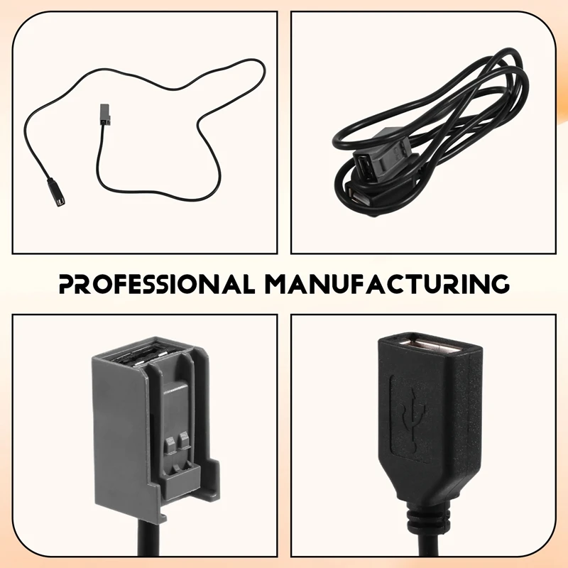 Car Aux USB Cable Adapter Female Port Extension Wire For Honda Civic Jazz CR-V Accord Stereo MP3 Interface Accessories
