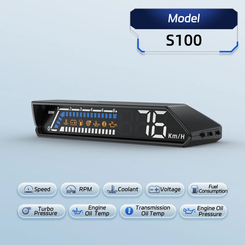 Проектор лобового стекла автомобиля OBD2 S100 HUD спидометр расхода топлива