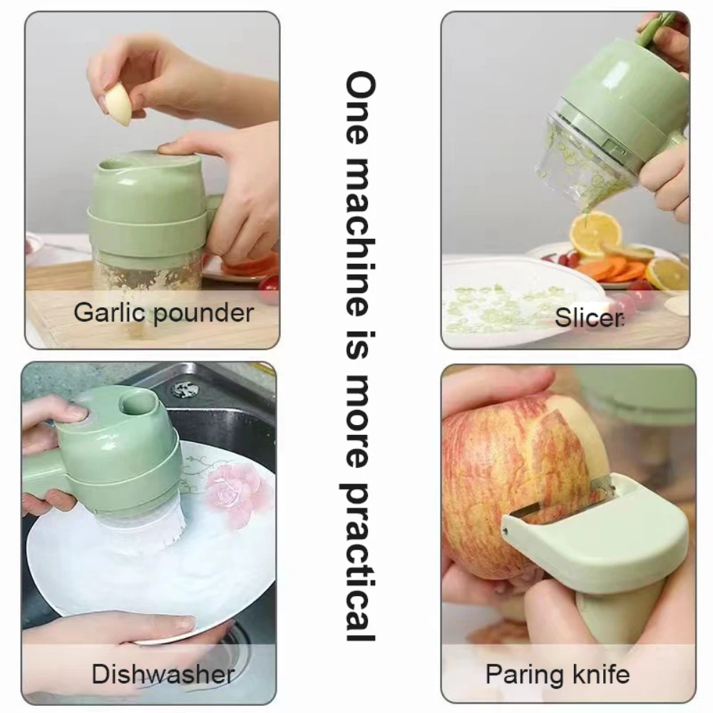 

For Garlic Pepper Chili Onion Celery Ginger Meat With Brush Electric Portable Handheld Cooking Machine Handheld Electric