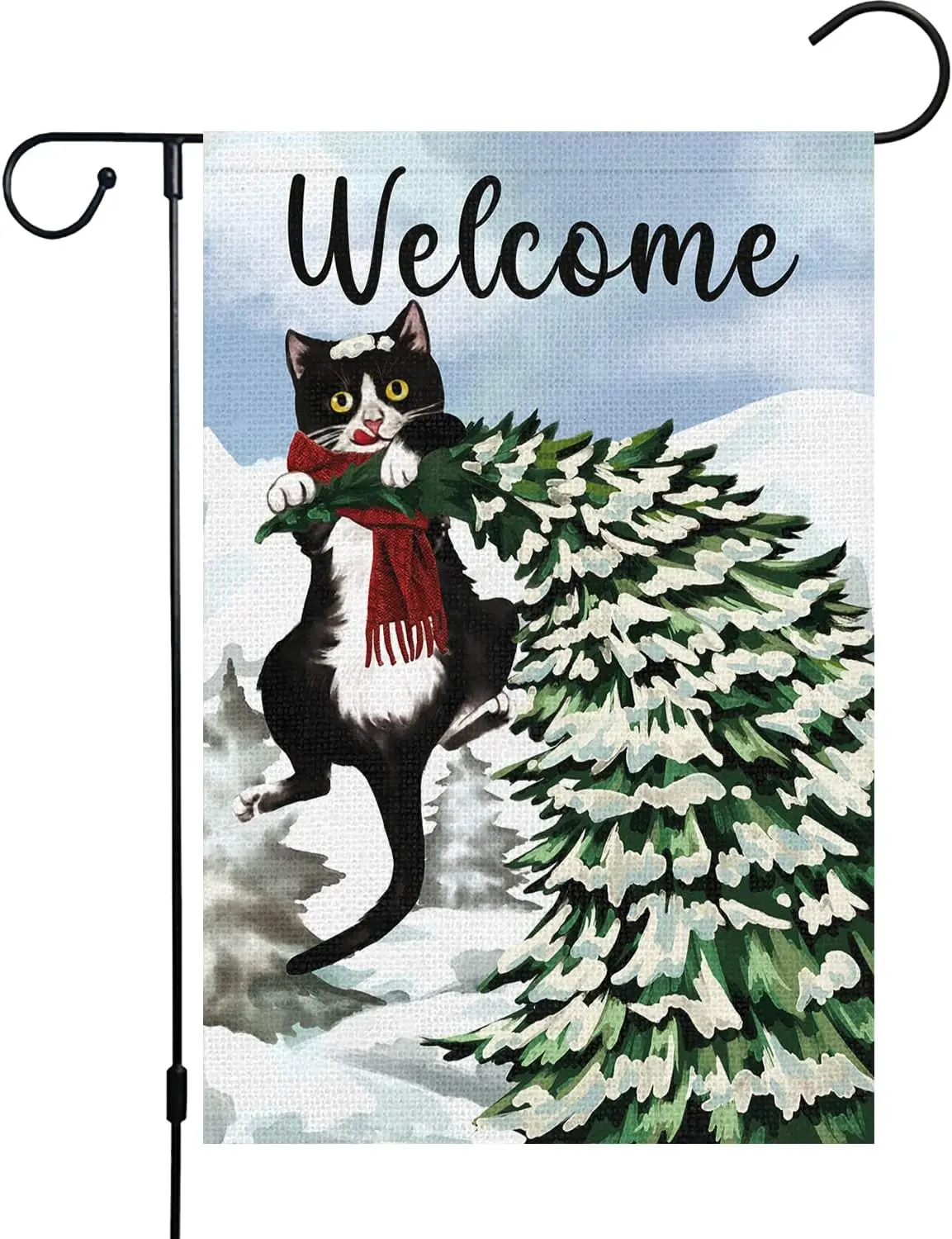 Луиза Маэлис Добро пожаловать Зимний садовый флаг 12x18 Двусторонний мешковиный