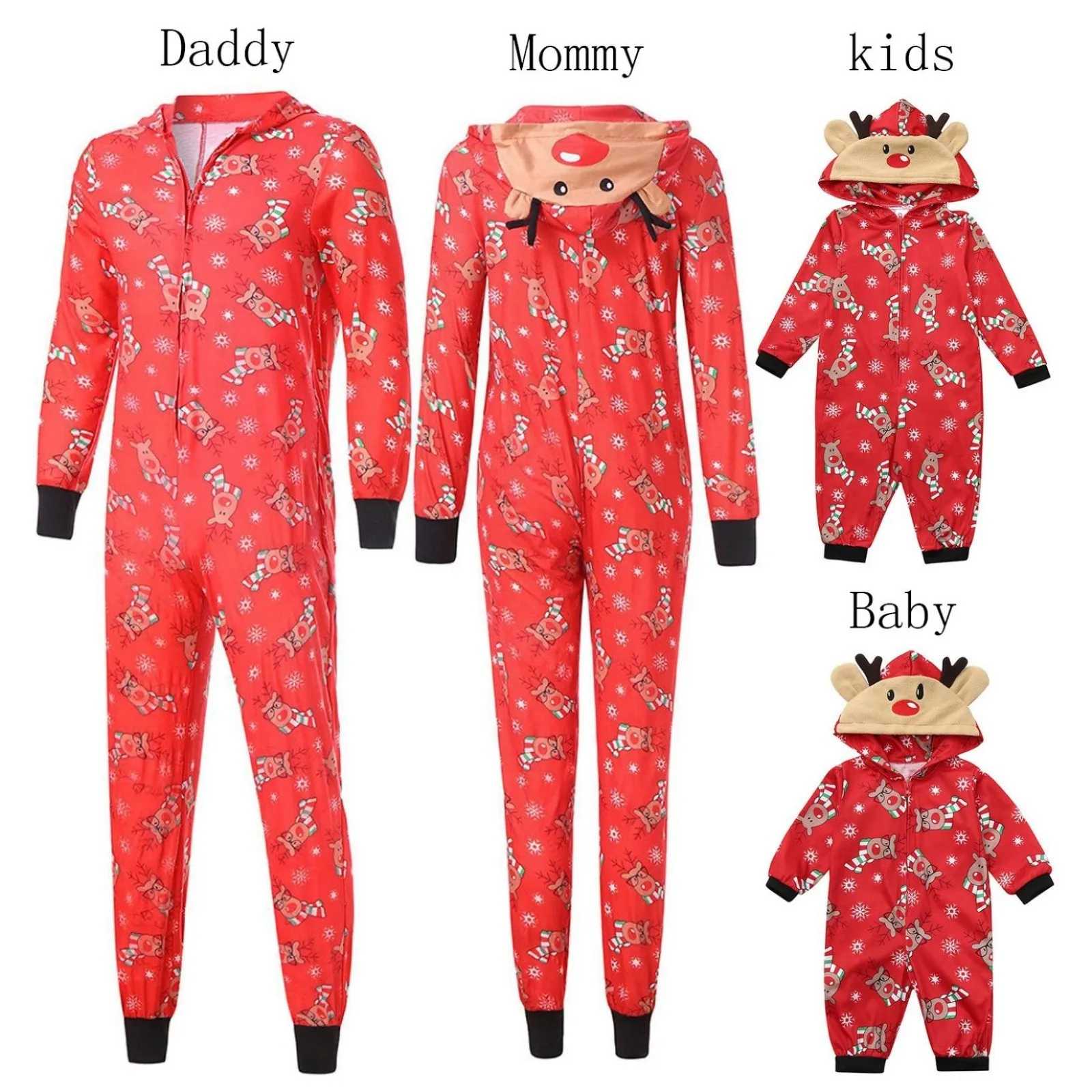 

Наряд для семьи папы, мужские пижамы с оленем, комбинезон, Рождественская одежда для сна, Рождественская Пижама с капюшоном для семьи из 7
