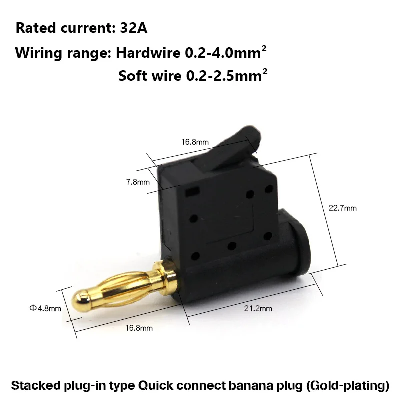 

4 мм высокий ток штабелируемый разъем типа «банан» проводной разъем головка фонаря позолоченный или никелированный разъем для испытания мощности