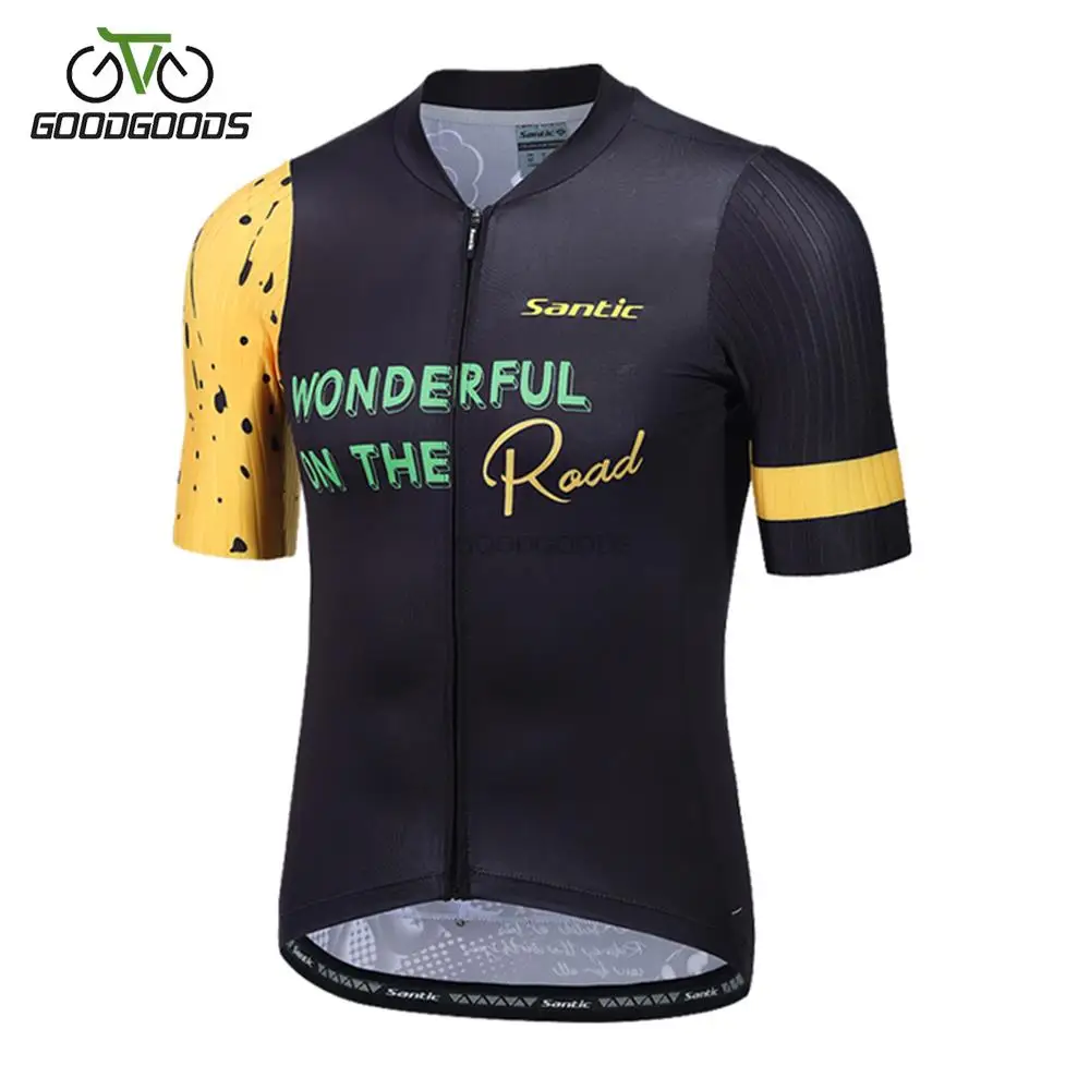 

Santic New Spring And Summer Riding Short-Sleeved Professional Road Bike Breathable Cycling Clothes Top Men Black
