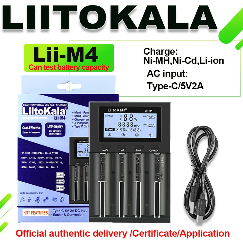 Фото Зарядное устройство LiitoKala Lii-M4 Lii-600 Lii-PD4 Lii-S8 для 18650 26650 21700 18350 AA AAA 3,7 В/1,2 В/литиевой NiMH аккумулятор №2