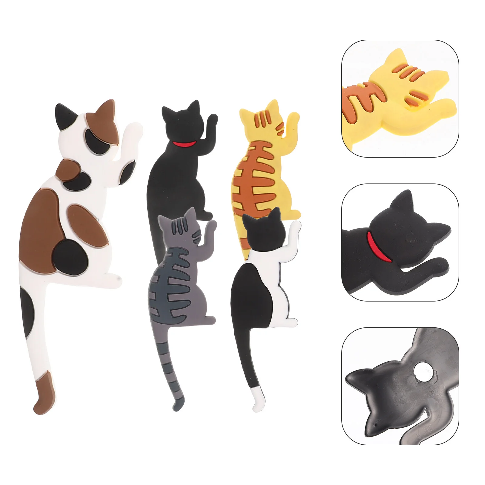 

5 Pcs Cat Magnetic Hook Home Decor Ornaments Whiteboard Refrigerator Decoration Pvc Keys Hanger Kitchen Decorative
