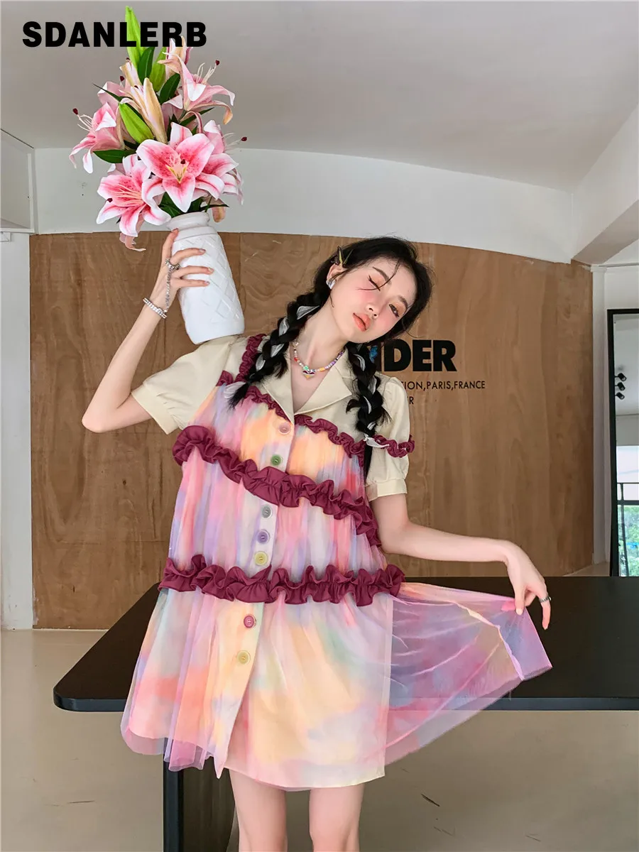 

Женское свободное платье миди во французском стиле, элегантное цветное платье средней длины с коротким рукавом, лето 2022
