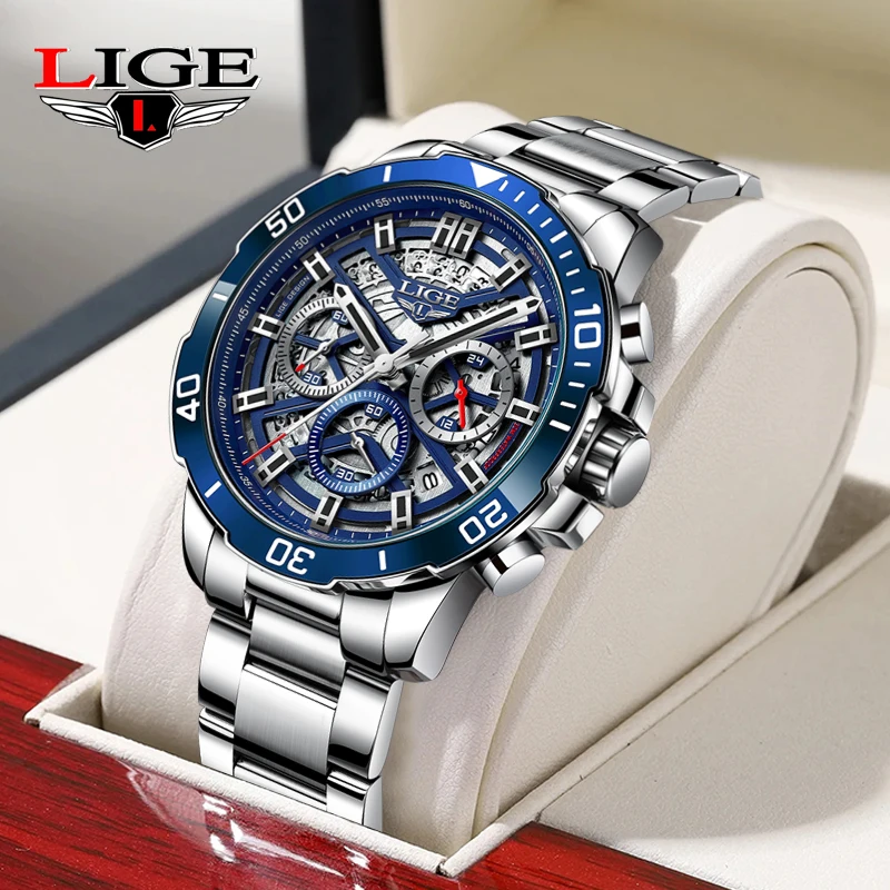 LIGE мужские кварцевые часы