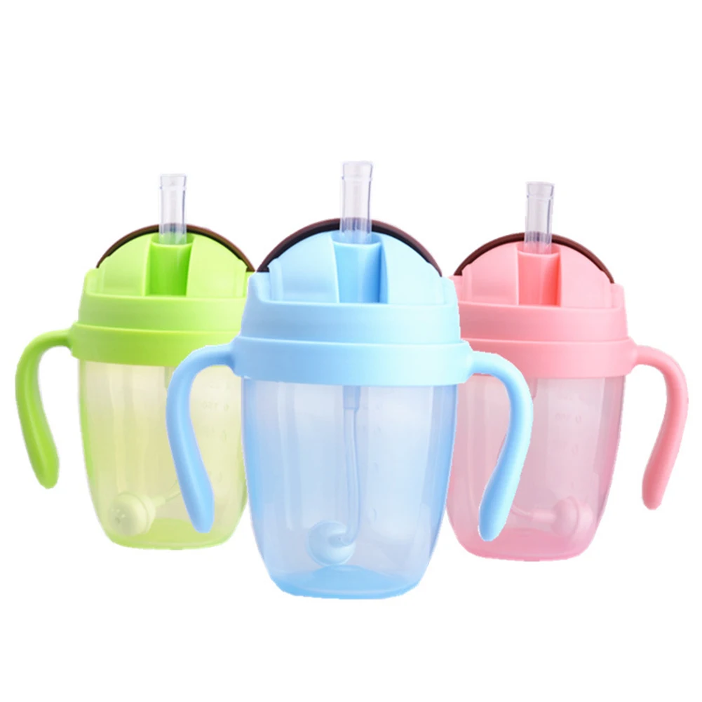 ZK35 Children's Water Bottle Child Baby Cups Kids Trainer Baby Water Bottle Feeding Sippy Cup With Lid And Straw Free Shipping