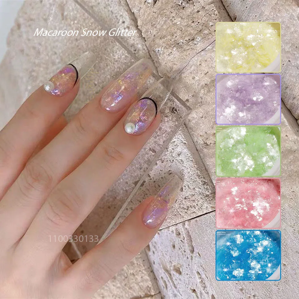 

Dreamy Snowflake: Macaroon Opal Glitter UltraThin Ice Crusher Design Fragile Flake Irregular Rainbow Nail Dottip Opal Debris 0.2