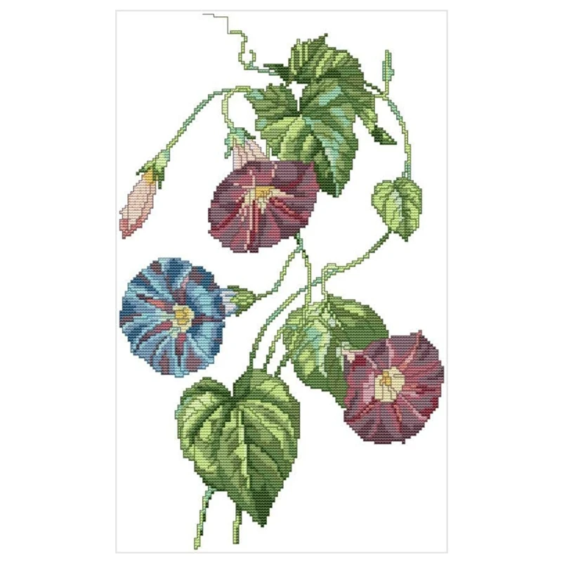 

Cross Stitch Kits Stamped for Adults Beginner Kids, Morning Glory Flowers 11CT DIY Embroidery Needlework Kit