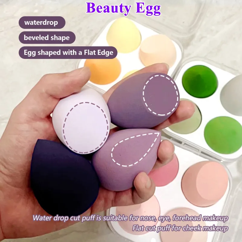

4 Pcs Soft Beauty Makeup Ball Hydrophilic Non-Latex Sponge Makeup Puff with Box Wet and Dry Foundation Powder Makeup Tool