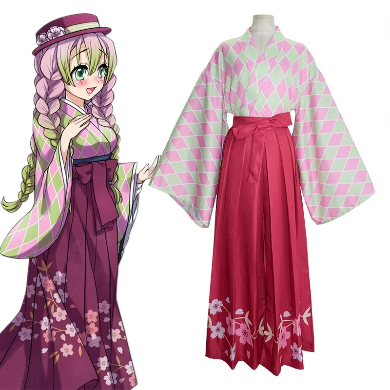 

Japanese Demon Slayer Kanroji Mitsuri Anime Cosplay Costume Plus Size Girl Woman Soft Casual Party Stage Performance Sets Hot