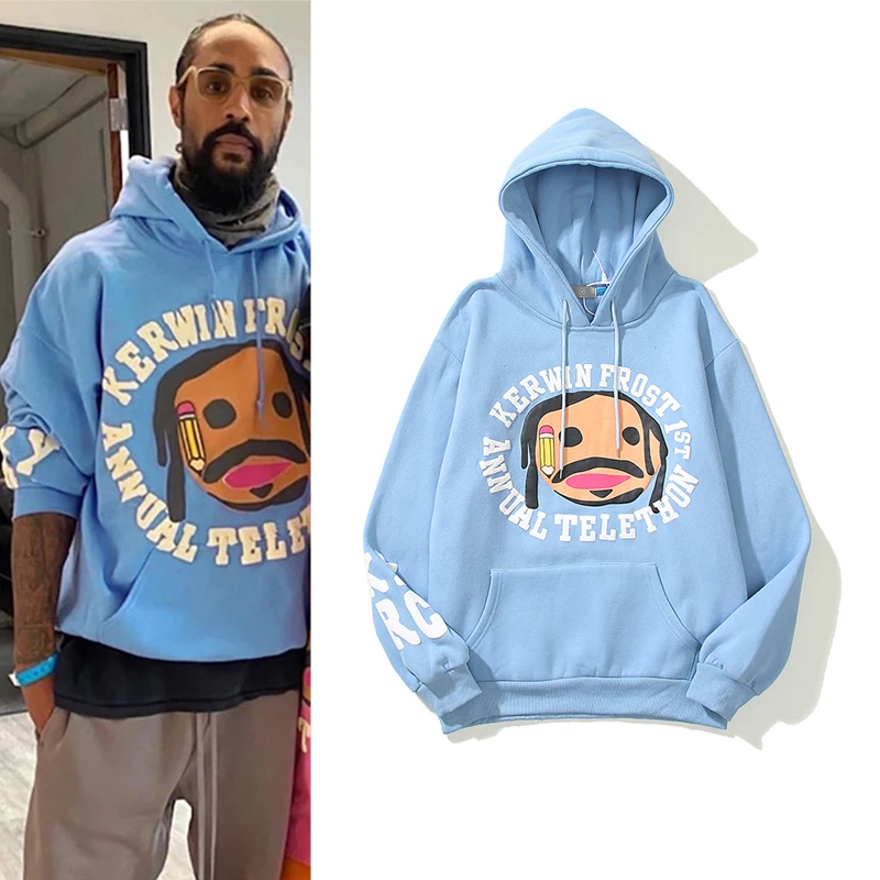 

2022 Kanye Hoodies Cartoon Letter Foam Stranger Things Fleece Mens and Womens Oversize Streetwear Retro Loose Hooded Sweatshirt