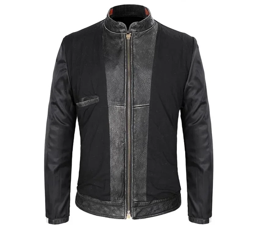 Бесплатная доставка. Классическая кожаная куртка Motor Rider. Винтажное серое пальто