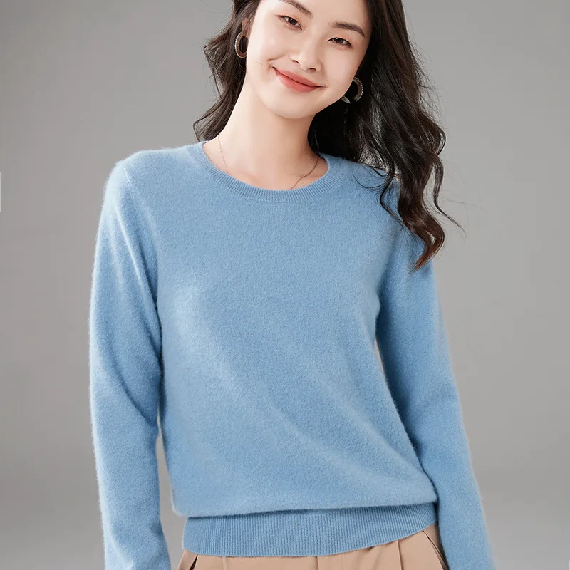 

Round neck spring and autumn casual long-sleeved solid color all-match top 2022