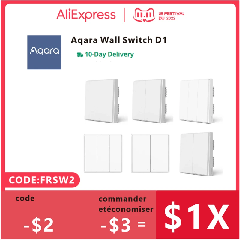 Настенный выключатель Aqara D1 Zigbee с дистанционным управлением нулевой линией без