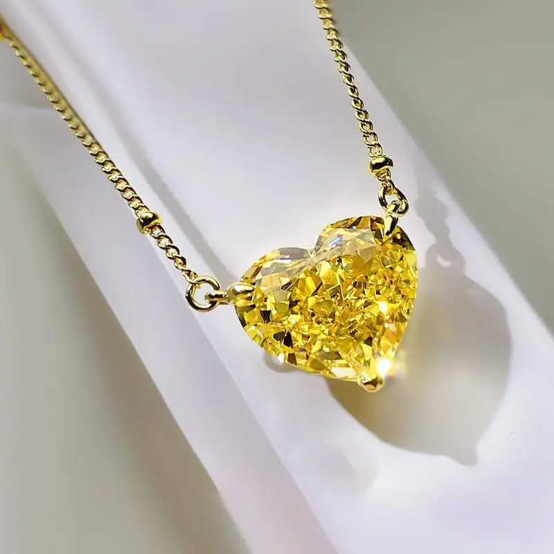 

Fire Color Love Necklace Collarbone Chain Light Luxury Niche 925 Imported High Carbon Diamond Silver Pendant Redian Cut