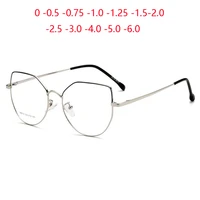 stainless steel cat eye optical glasses women metal anti blue light prescription eyeglasses female sph 0 0 5 0 75 1 0 to 4 0