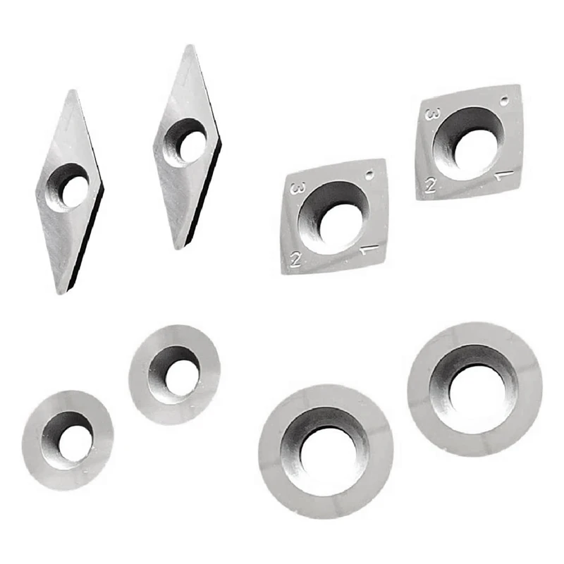 

8Pcs Carbide Insert Cutters Set For Indexable Wood Lathe Turning Tool Holder Replacement Cutter Inserts